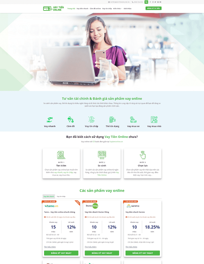 Giao diện web dịch vụ cho vay tiền online đẹp chuẩn seo Giao diện web dịch vụ cho vay tiền online đẹp chuẩn seo